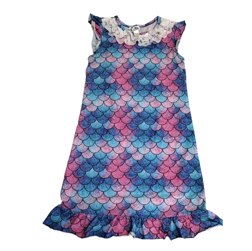 Jxstar Girls Ruffle Short  Sleeves Nightgown Mermaid Night Dress PJ